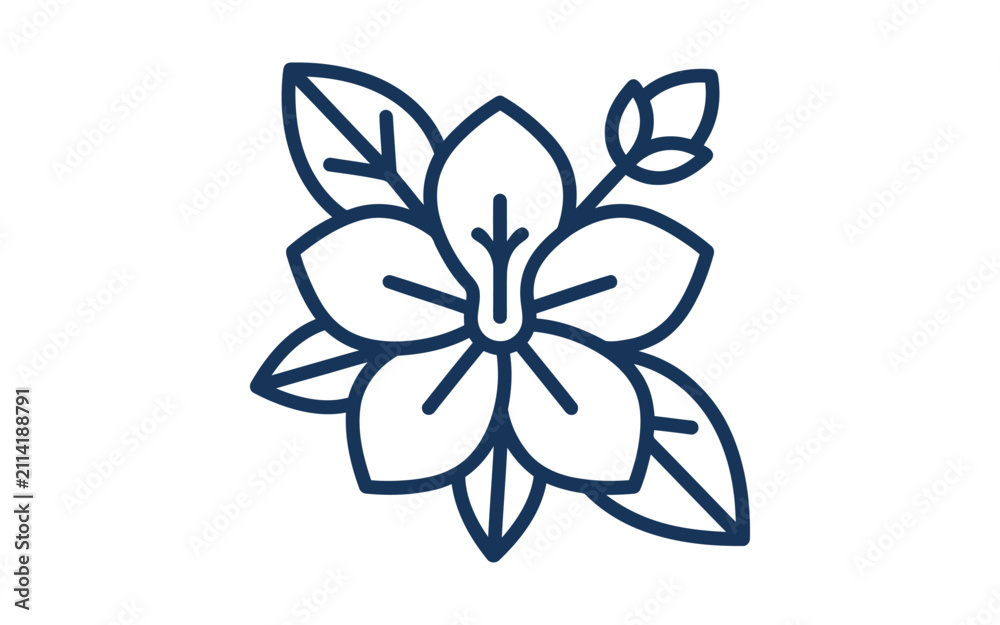 Fototapeta premium Minimalist Flower Outline Vector Illustration