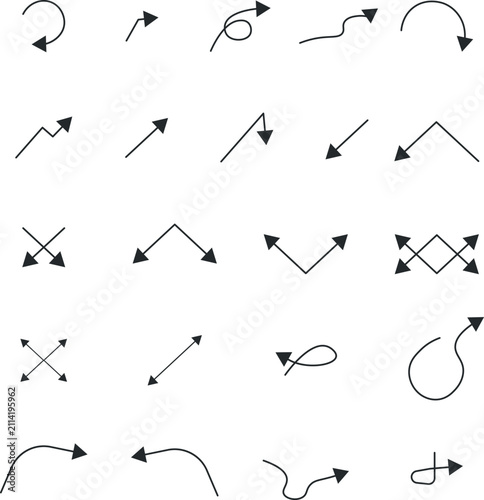 Collection Of Gray Vector Arrows And Curved Lines On A White Background arrow vectors graphic
