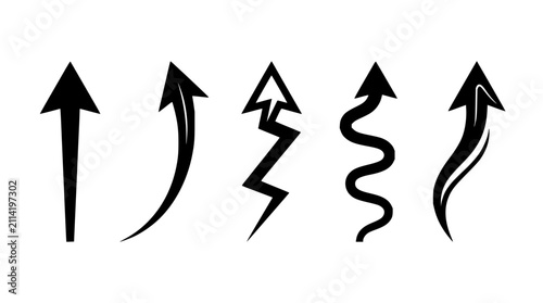 Five upward-pointing arrows set with minimalist design featuring growth, success, and upward trend with 2026 and upward direction