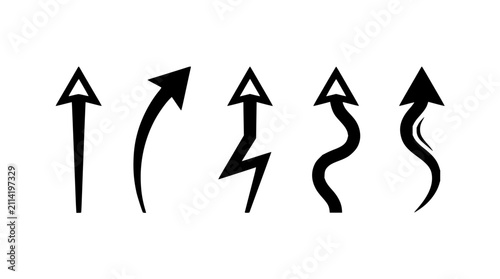 Five upward-pointing arrows set with bold lines featuring growth, success, and upward trend with 2026 and upward direction