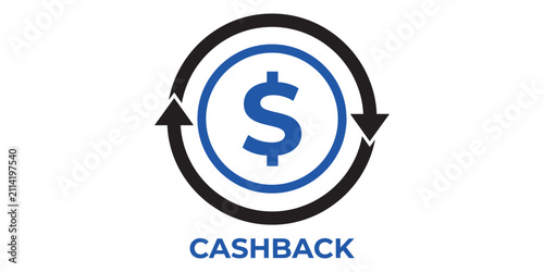 Cashback icon symbol with circular arrows and dollar sign design