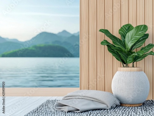 Houseboat lounge with comfort throw blankets and soft rug