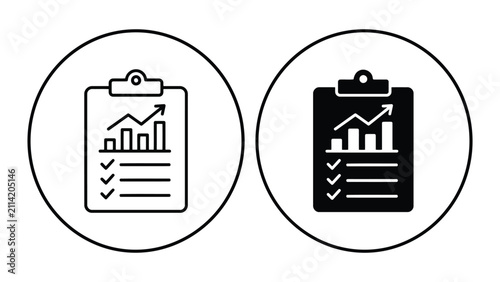 Business data analysis clipboard icon set with clipboard business analysis