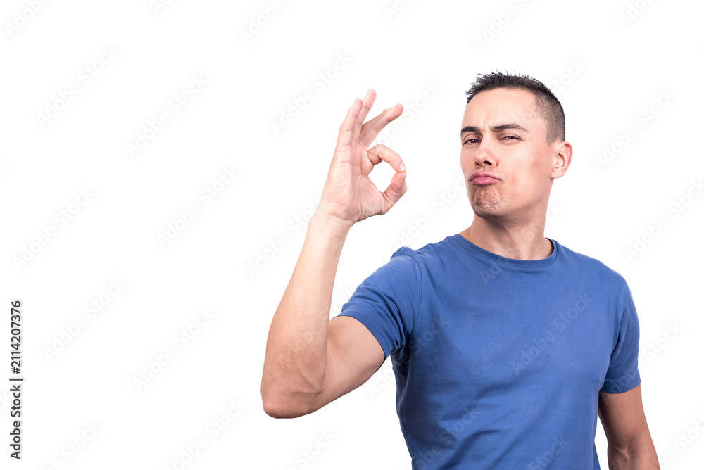 Fototapeta premium Man gesturing with his hand that everything is ok