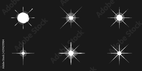 Foto six distinct white starburst shapes on black background graphic design pattern e