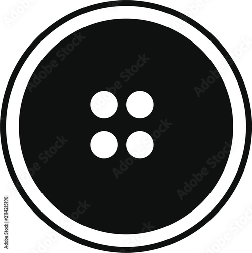Foto Simple black silhouette vector illustration of a four hole sewing button