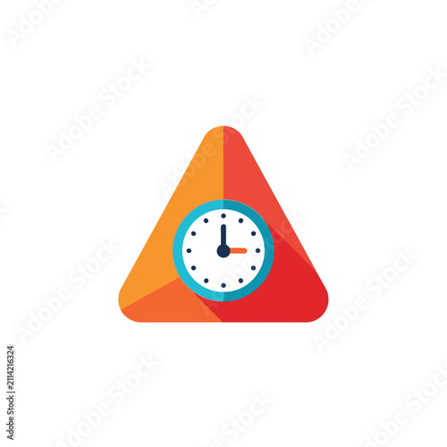 Minimalist Clock Icon inside Orange Triangle for Time Management and Deadlines