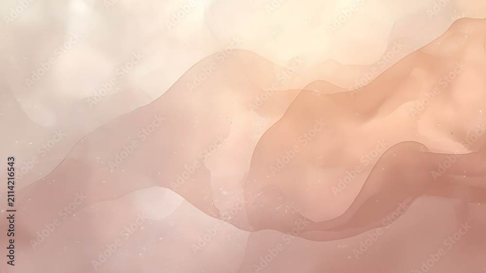 Fototapeta premium Translucent pale peach flowing folds with bright bokeh spots