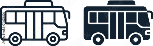 Bus icon set. Public transport vehicle symbols for web and mobile app design.
