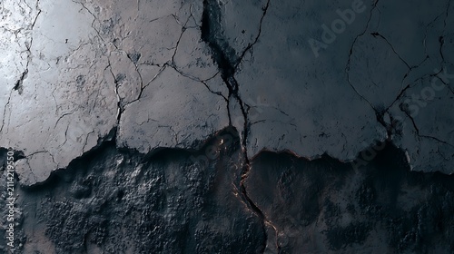 cracked asphalt or concrete surface with dark shadows