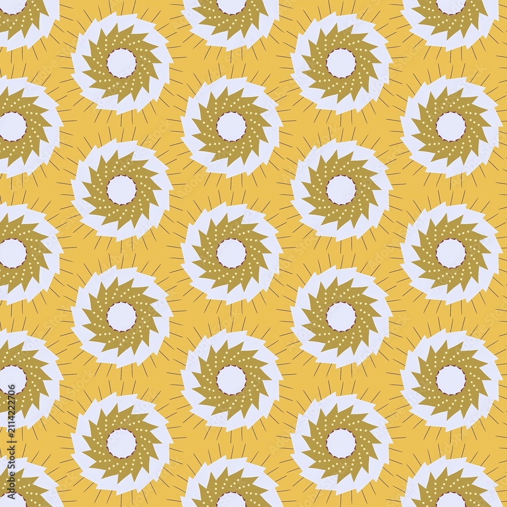 Fototapeta premium Sunny Spiral Pattern with Whimsical Design Elements