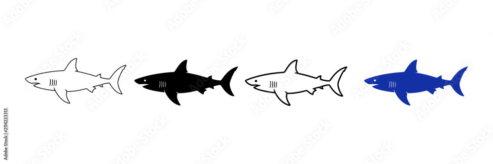 Fototapeta premium Shark Icons Collection