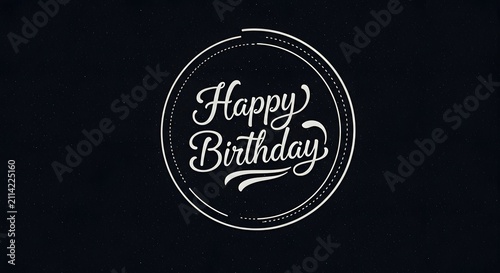 Happy Birthday Message in Elegant White Script on Dark Background