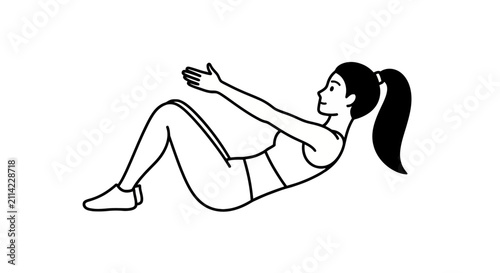 Woman performing abdominal crunch exercise workout