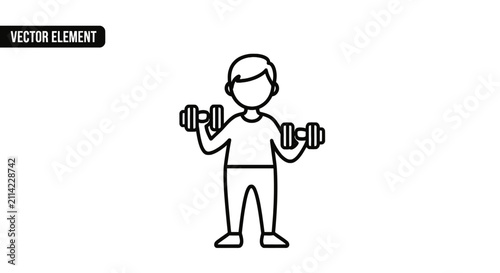 Male athlete lifting dumbbells icon