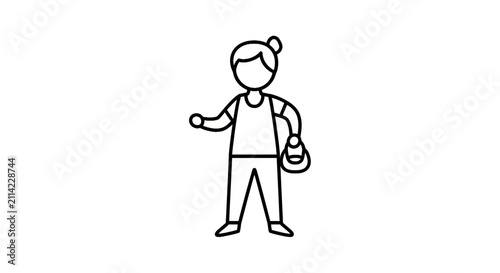 Woman exercising with kettlebell icon