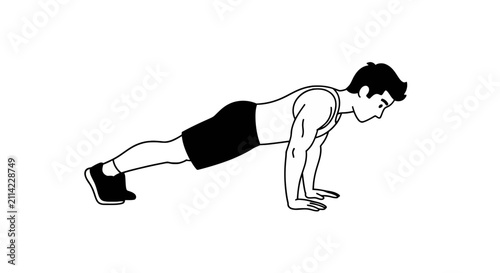 Man performing push up exercise in plank position
