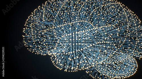 Artificial Intelligence Brain Concept with Glowing Neural Circuits, Futuristic Digital Intelligence and Premium Technology Background