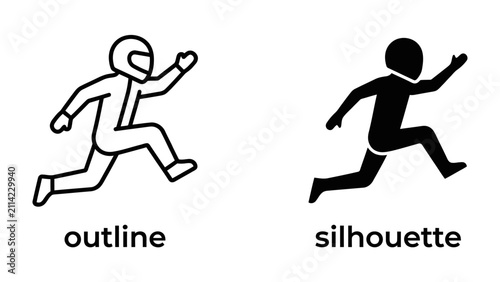 фотографія Runner Icon: A stylized depiction of a runner, presented in both an outline and