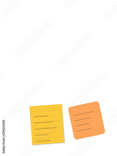Two simple sticky notes with text on a white background