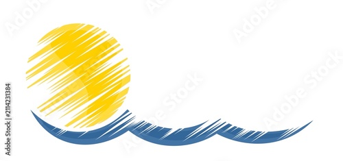 A sun dawn symbol in the sea.