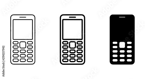 Obraz na płótnie Retro Mobile Phone Icons, Vintage Cellphone Vector Set, Old Technology Communica
