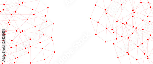 Abstract red plexus network background, geometric molecular connection lines on white, digital technology data structure vector