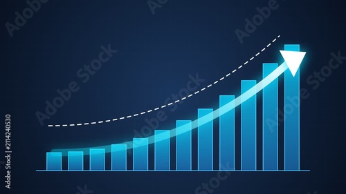 Business Sales growth chart overlay. finance progress bar plotted line showing companies growth. Financial line growing graph animation.