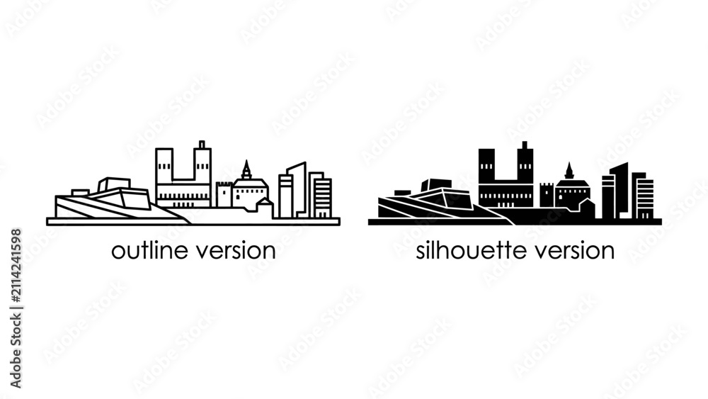 Fototapeta premium Cityscape outline and silhouette