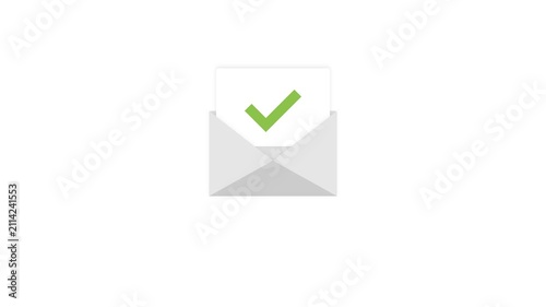 Mail box with check mark. Mail message motion graphics animation