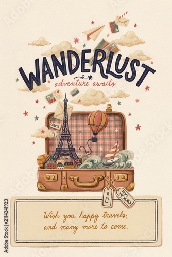 Charming vintage wanderlust design inviting adventures with a touch of nostalgia. World Tourism Day