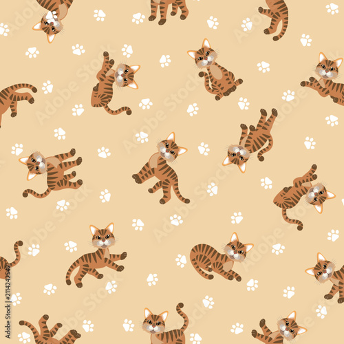 Simple and cute cat seamless pattern,