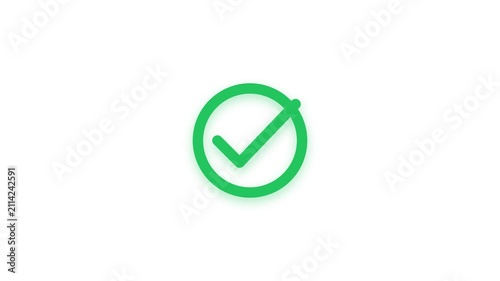 Green Checkmark and Icon Animation with Quality Check Text Message Motion Graphic on Isolated White Background for Product Control and QA Verification.