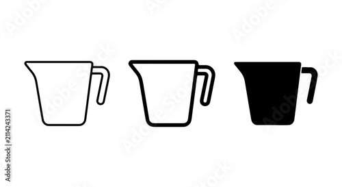 Photography Measuring Cup Icons Set, Liquid Volume Tools, Kitchenware Vector Graphics, Cooki