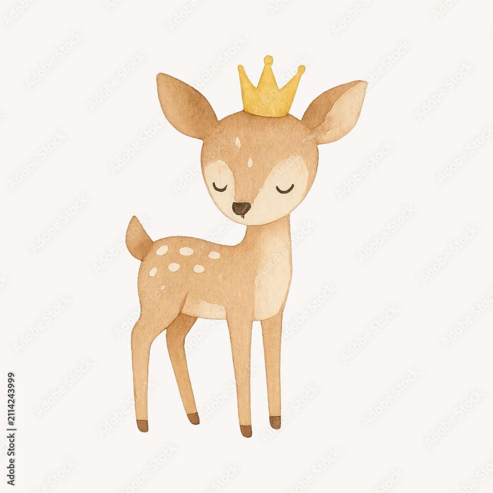 Fototapeta premium Cute crowned deer illustration.