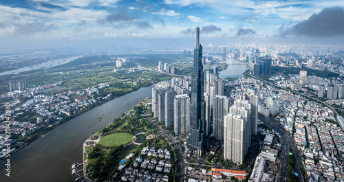 Obraz na plátně Aerial view of the skyline of Ho Chi Minh City, Vietnam