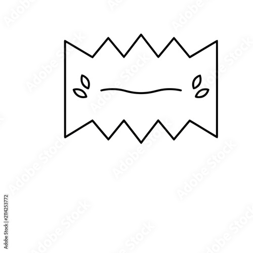 Abstract jagged shape with leaves and line