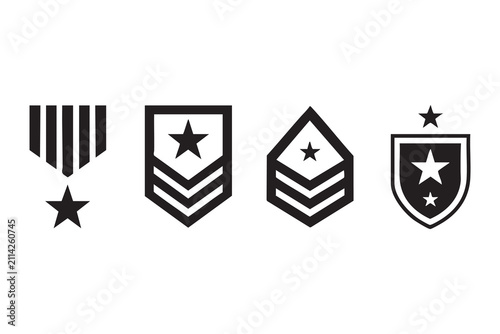 Army Sergeant Rank Badge and Chevron Symbol Collection for Military Uniform Design