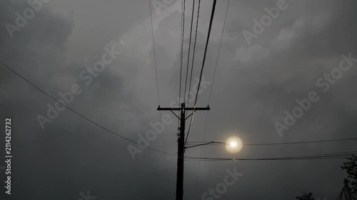 power lines in the fog