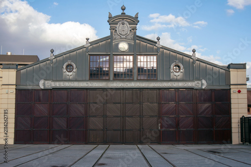 Historic electric tram depot. Kraków, Poland.