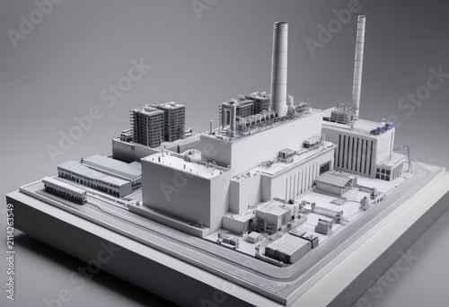 Modern Industrial Complex Architecture in Monochromatic Perspective