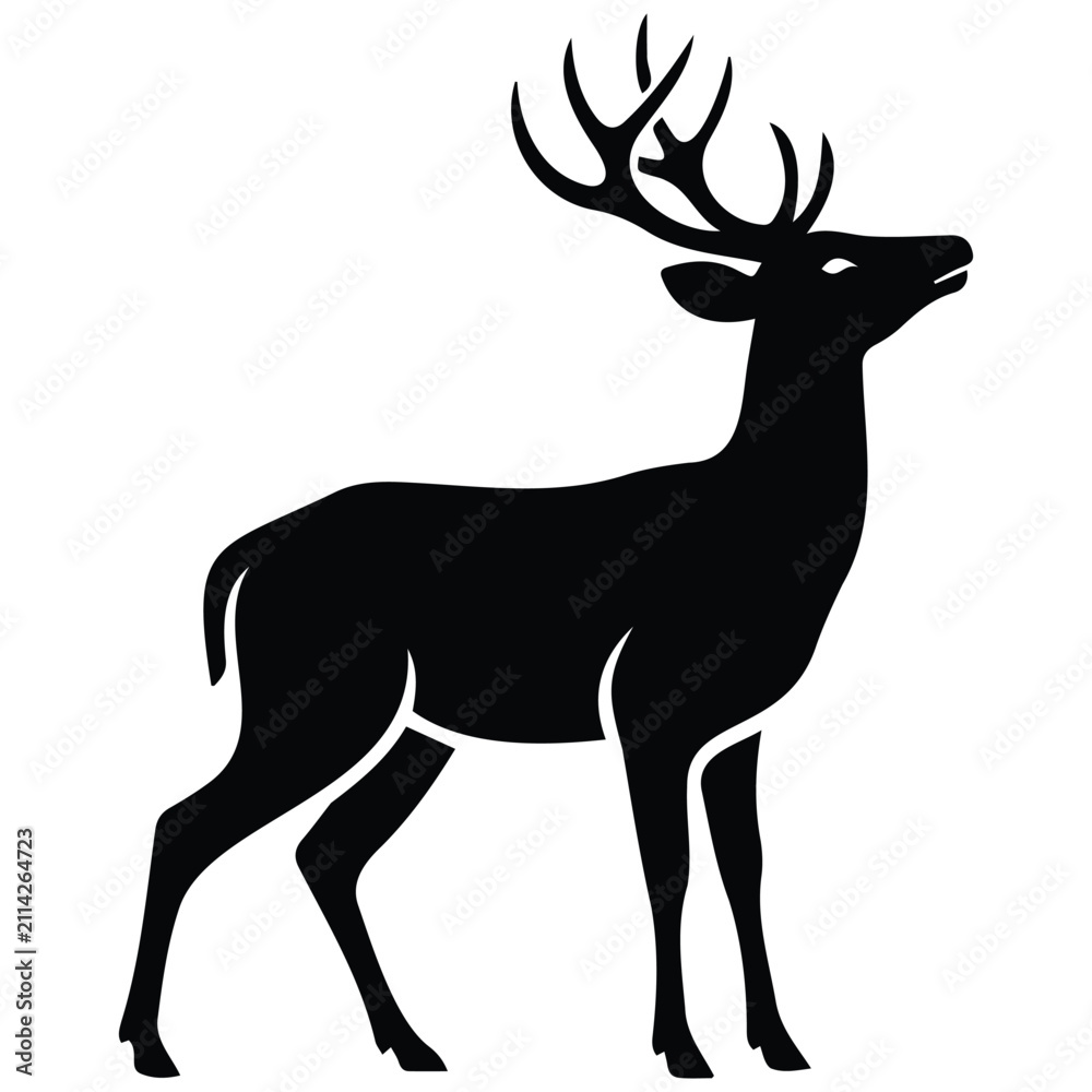 Fototapeta premium Deer silhouette vector illustration line art wild animal isolated on white background image.