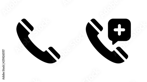 Emergency telephone call and medical support icons with emergency