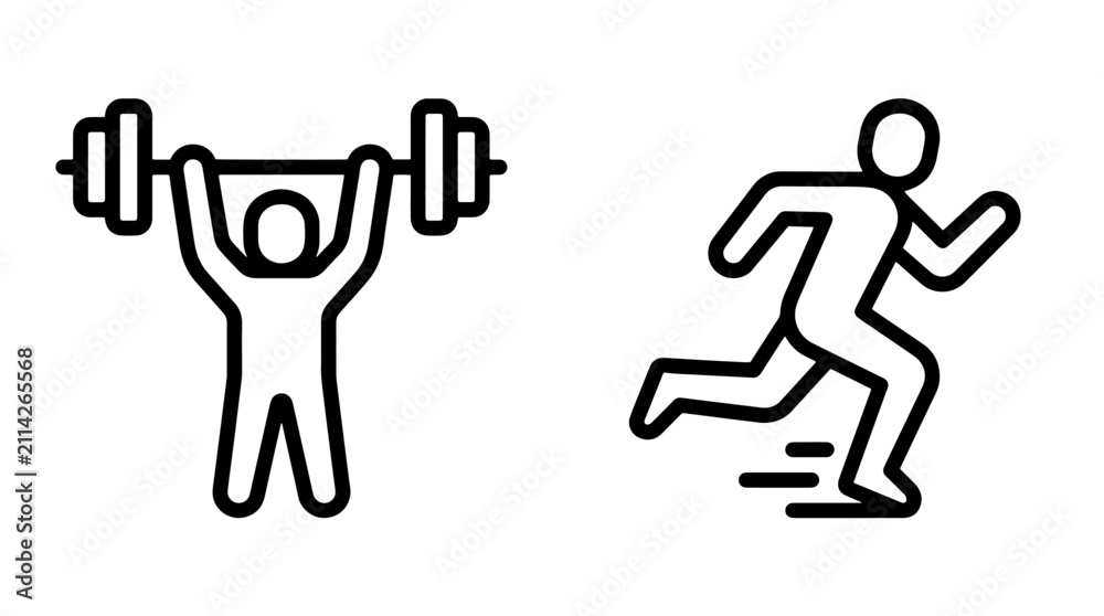Obraz premium Physical fitness exercise and running sport activity icons