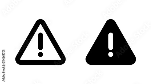 Картината върху платно Set of two triangle exclamation alert warning signs with exclamation