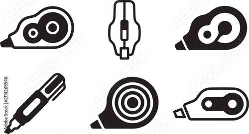 Foto Flat icons set of correction tape and markers Vector
