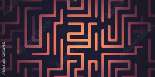 Abstract Geometric Maze Pattern with Dark Background in Modern Digital Style
