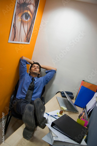 Man sleeping in the office 