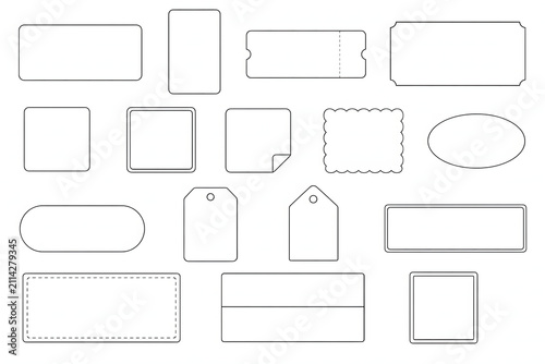 Versatile Collection of Outline Labels, Tags, and Badges for Modern Product Packaging Design