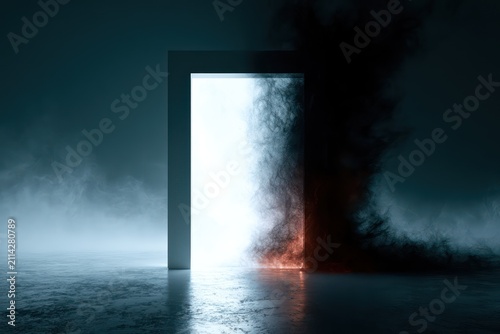 Fantasy dimensional portal with light versus shadow